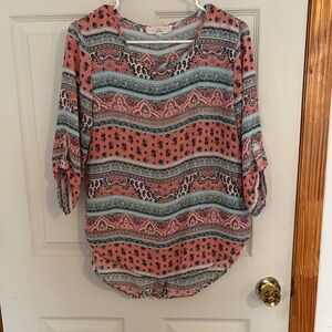 Pink Republic Women's Blouse - Pink and Blue Pattern